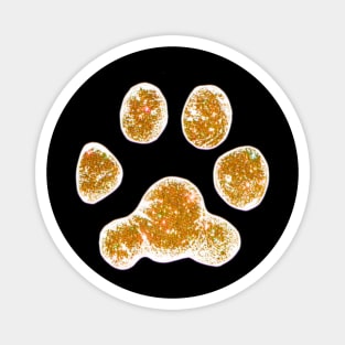 Cool Gold Glittery Paw Print Magnet